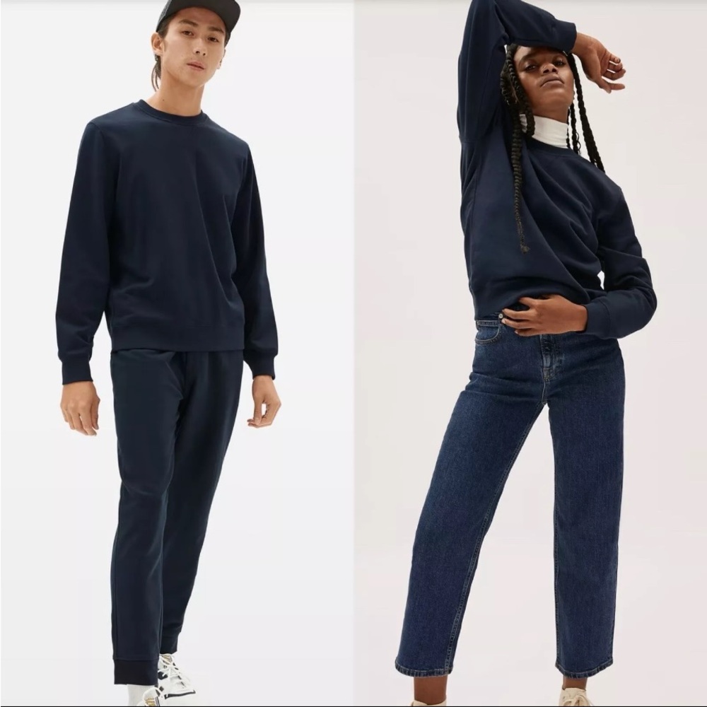 Everlane Uniform  French Terry Crew LS Sweatshirt Unisex MD 100% Cotton